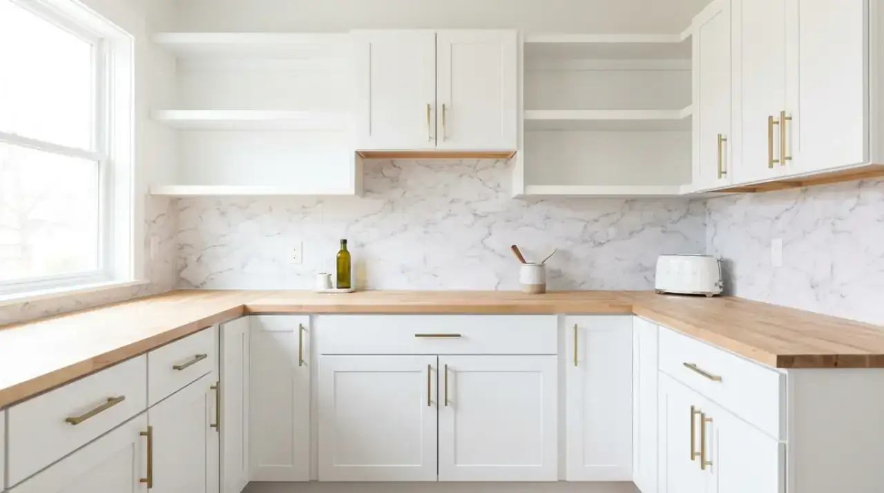 Affordable update ideas for a white kitchen on a budget with fresh styling.