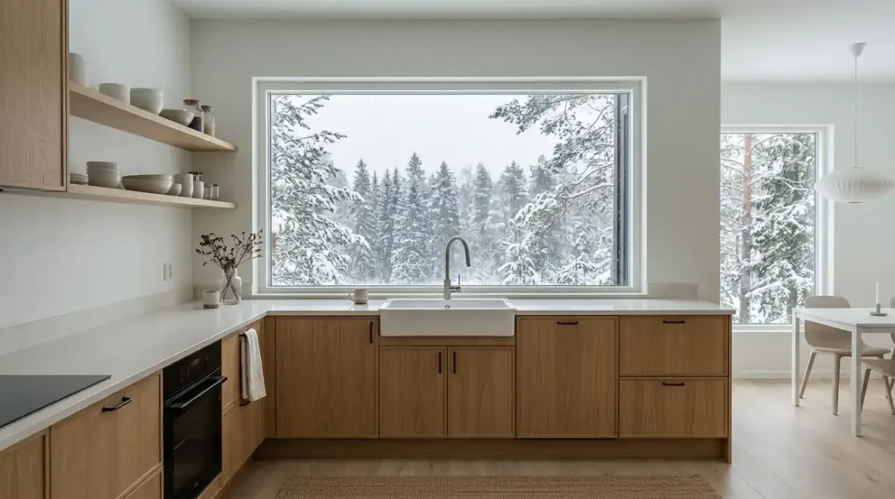 Painted trim sink window. Kitchen sink window highlighted with thoughtfully painted trim.
