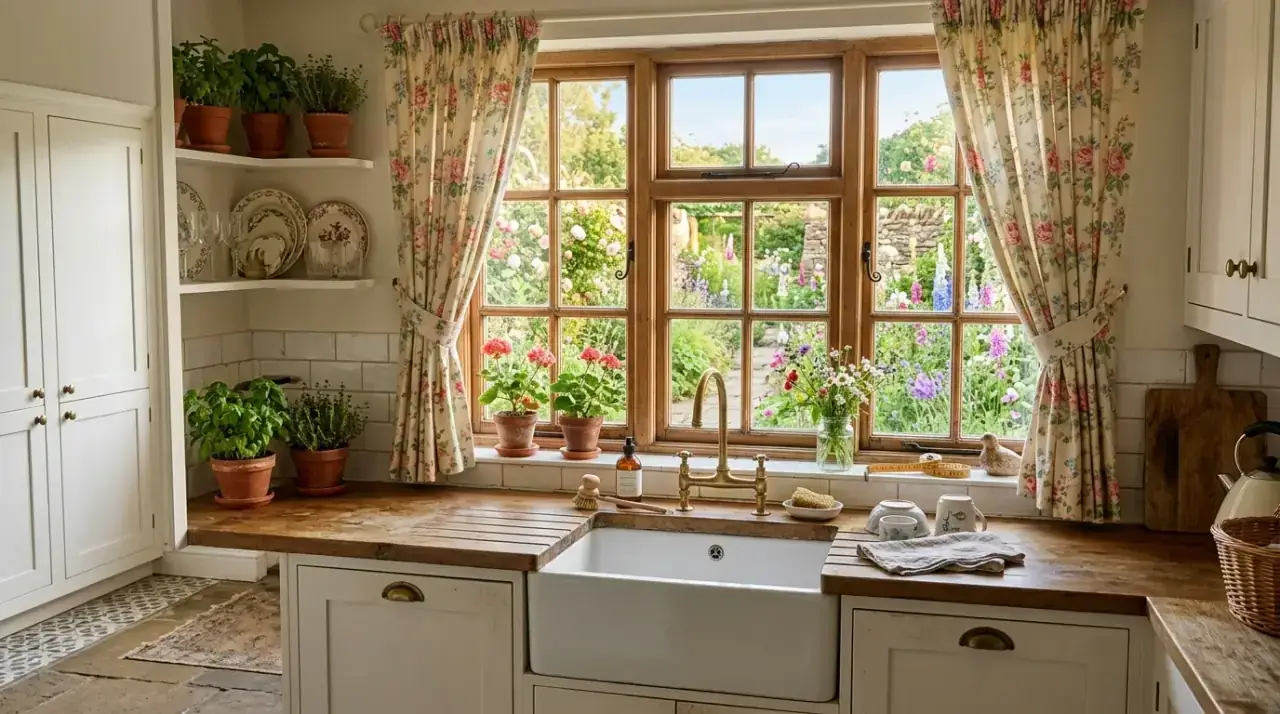 Black framed sink window. Modern kitchen sink window with black framing for a stronger view.