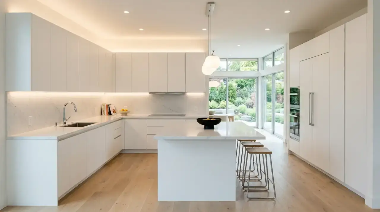 Subtle grout white backsplash. Quiet grout choice helping a classic backsplash look more seamless.