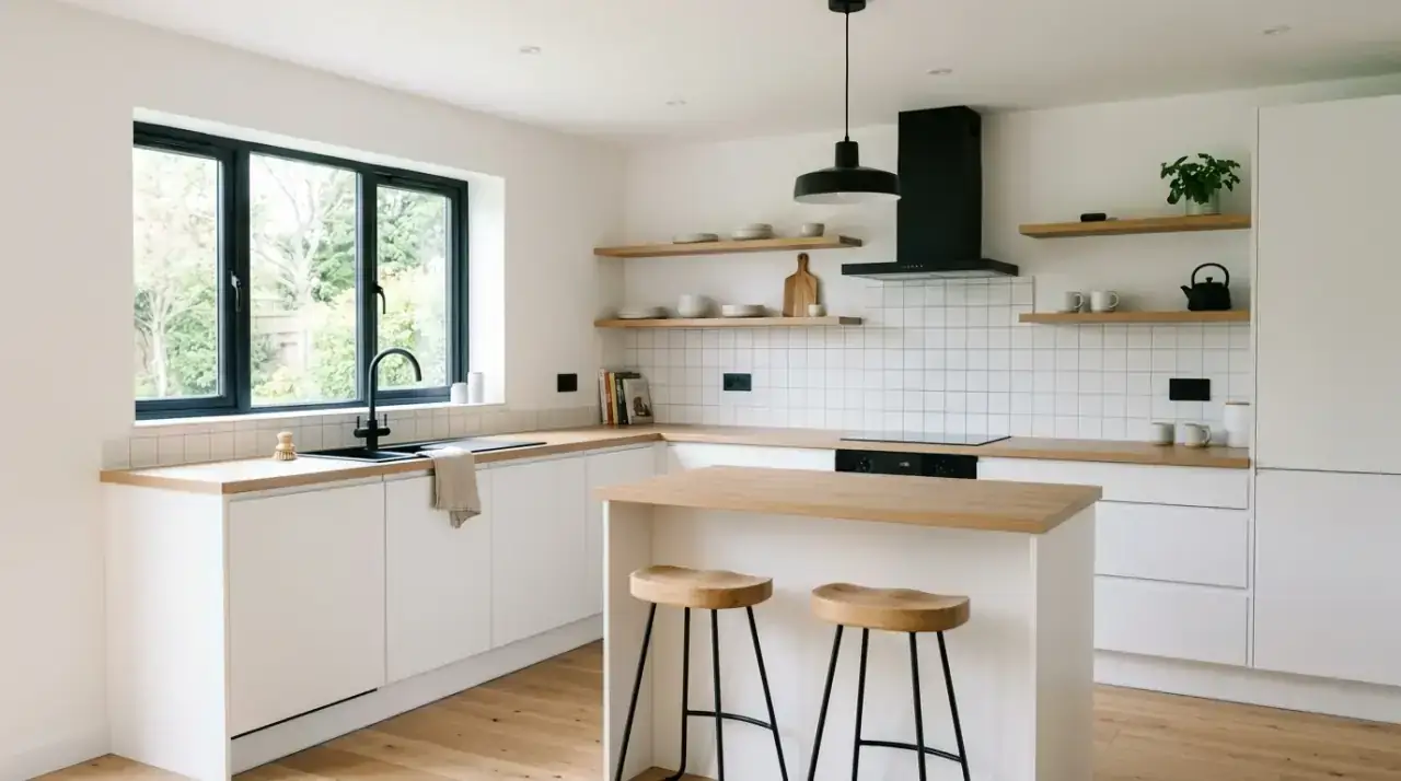 Checkerboard black white kitchen. Bold modern kitchen with timeless black and white checkerboard flooring.
