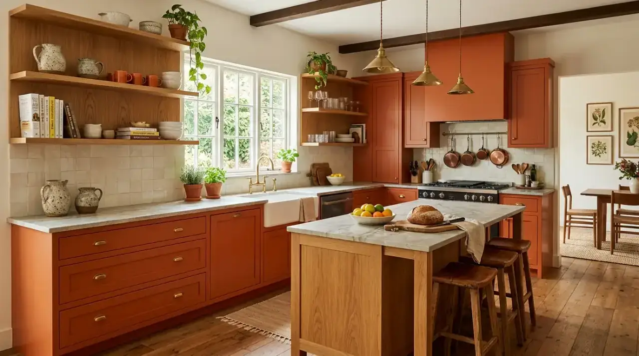 Orange kitchen accents. Smaller colorful details bringing energy into the cookspace.