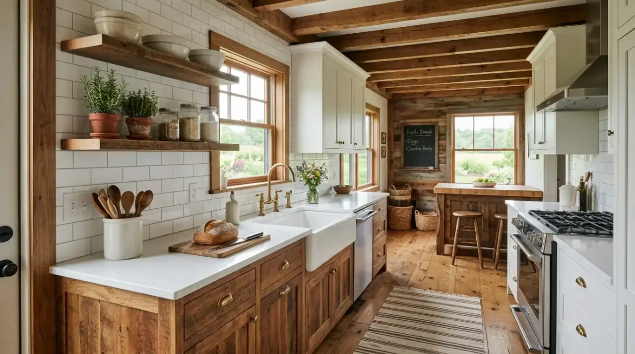White countertop and backsplash. Continuous bright white surfaces creating a clean unified kitchen look.