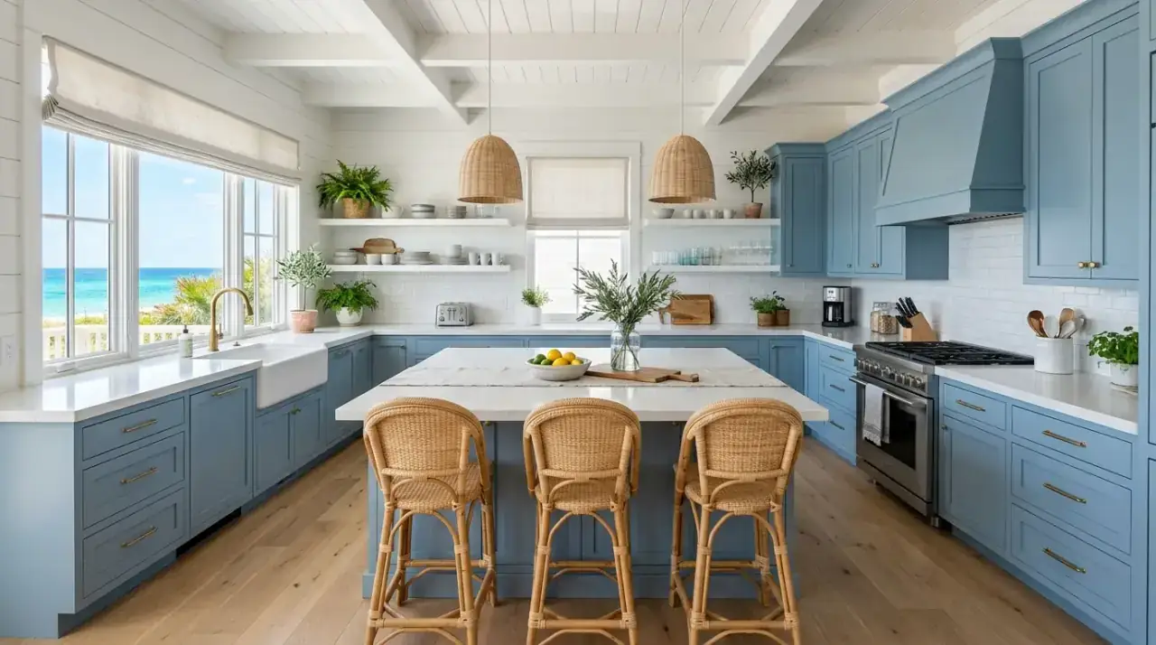 Minimal kitchen white countertops. Bright white worktops supporting a sleek and minimal kitchen style.