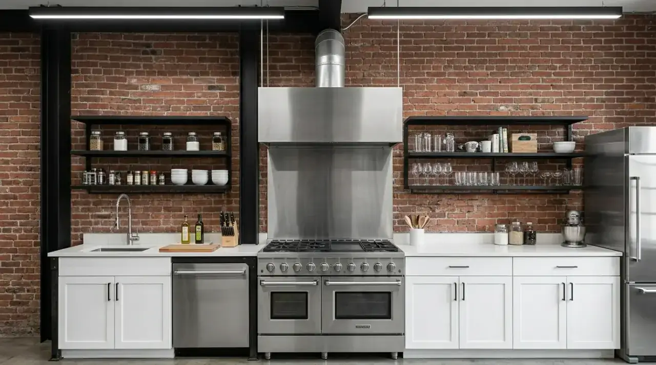 Styled white countertops kitchen. Clean white counters creating a fresh stage for kitchen styling.