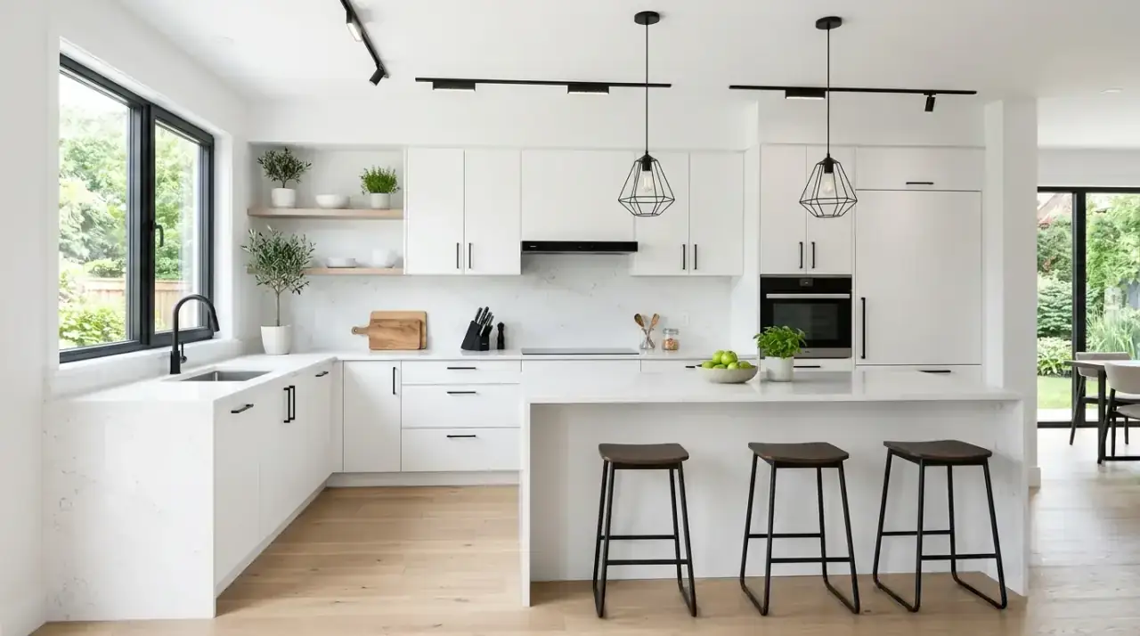 Layered white kitchen tones. Subtle tonal changes giving a bright kitchen more depth and refinement.