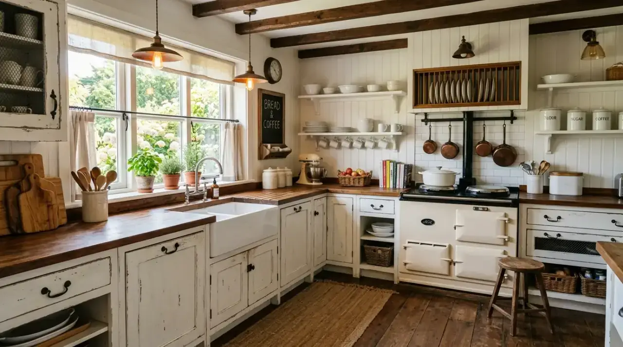 Textiles in bright white kitchen. Soft floor and fabric layers making a white kitchen feel more welcoming.