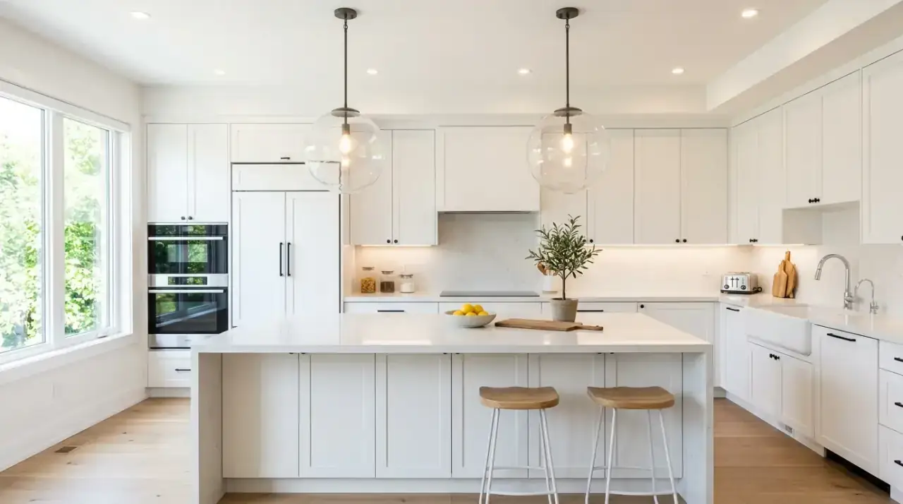 Under-cabinet lighting. Task lighting brightening modern kitchen prep counters more effectively.