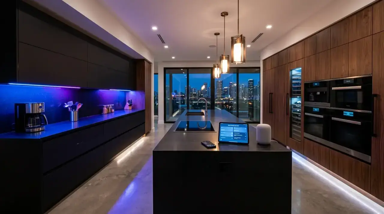 Layered lighting whole kitchen. Thoughtful lighting plan supporting every modern kitchen zone beautifully.