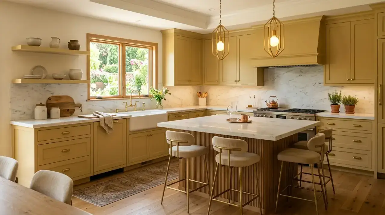 Yellow and blue kitchen. Sunny yellow kitchen accents paired with fresh blue details for contrast.
