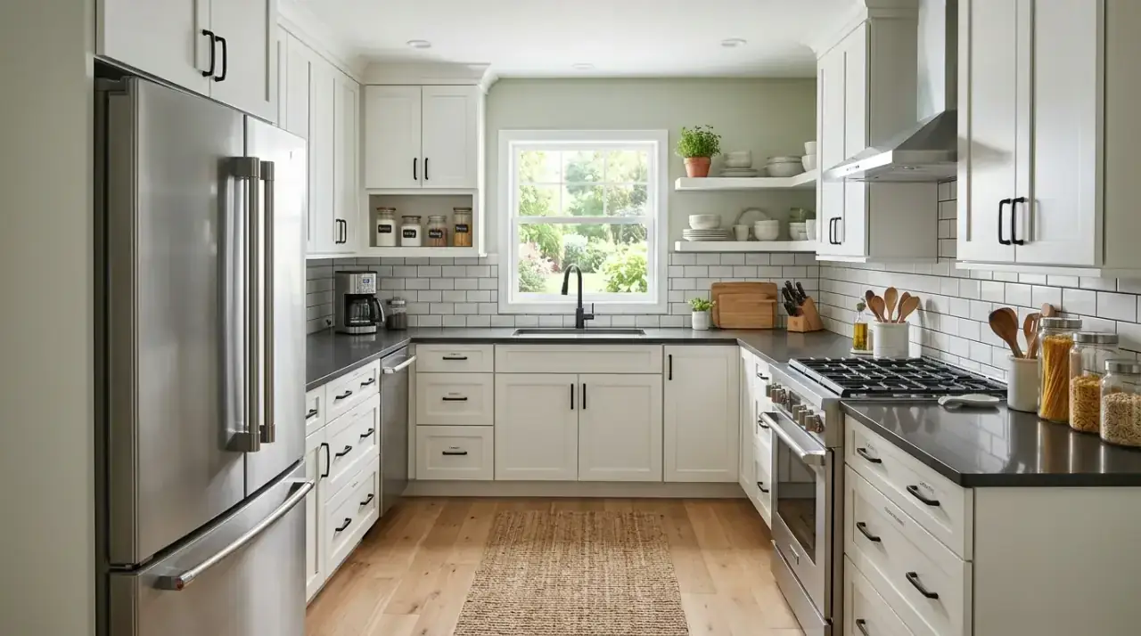 Refrigerator placement overview. Kitchen layout shaped by clever refrigerator placement for better everyday flow.