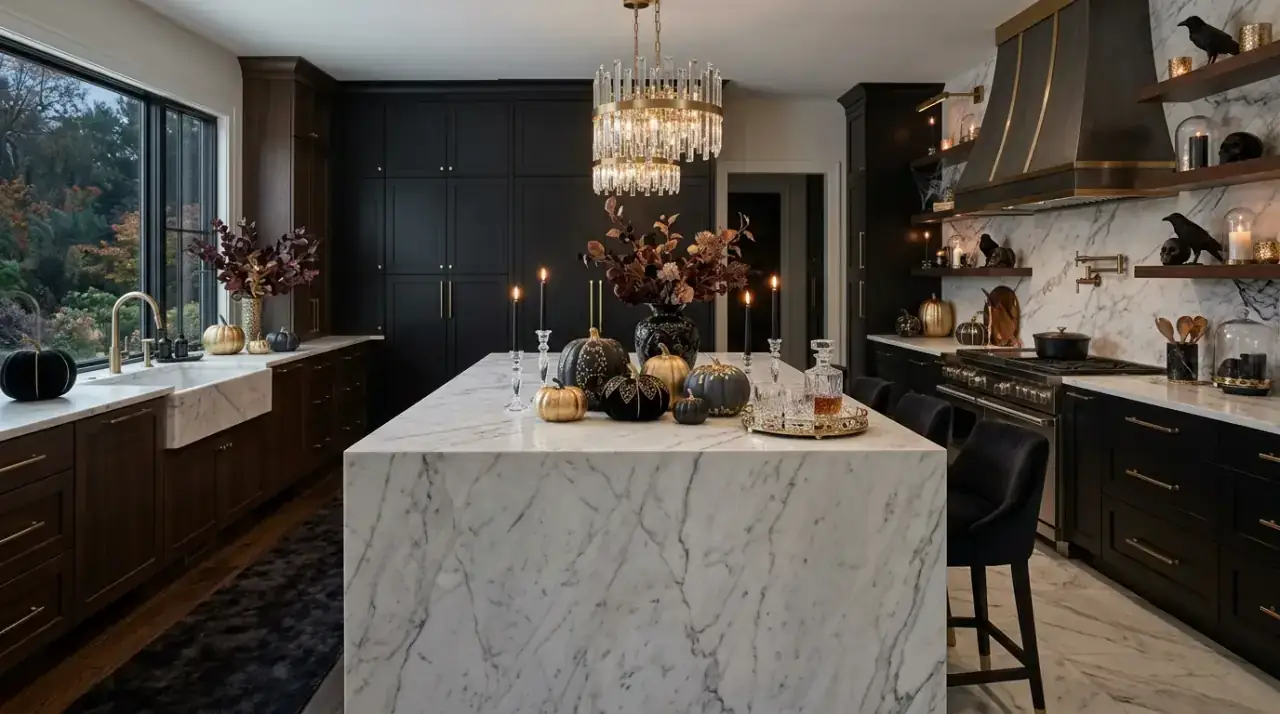 Runner in apartment kitchen. Narrow kitchen rug softening a compact apartment layout.