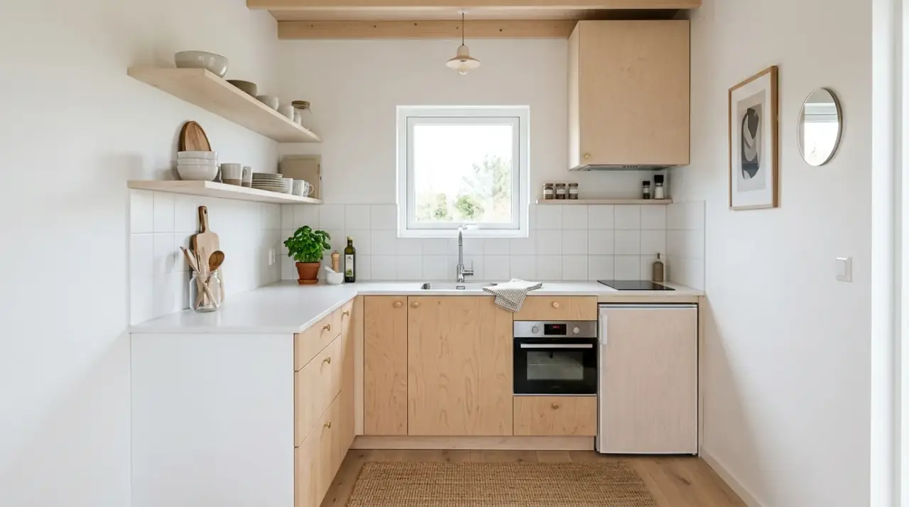 Clear counters tiny kitchen. Open surfaces helping a tiny kitchen feel more spacious and functional.