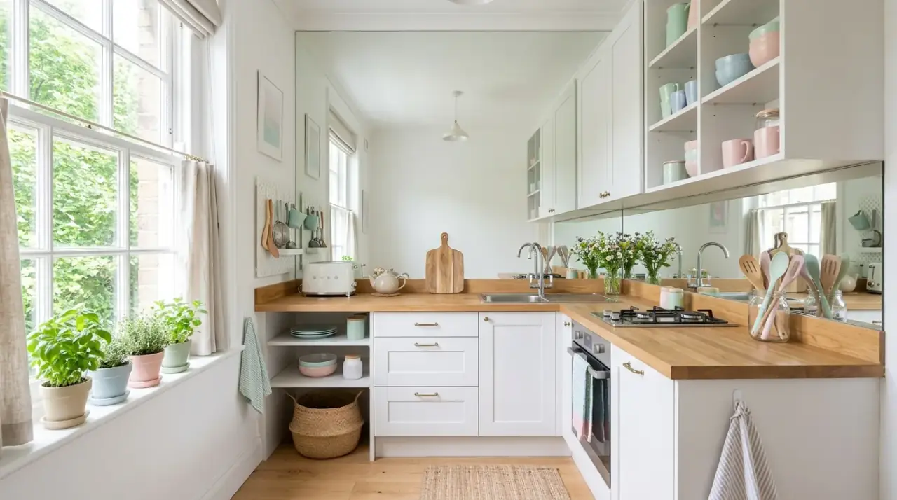Organized tiny kitchen. Internal storage systems helping a small kitchen stay calm and functional.