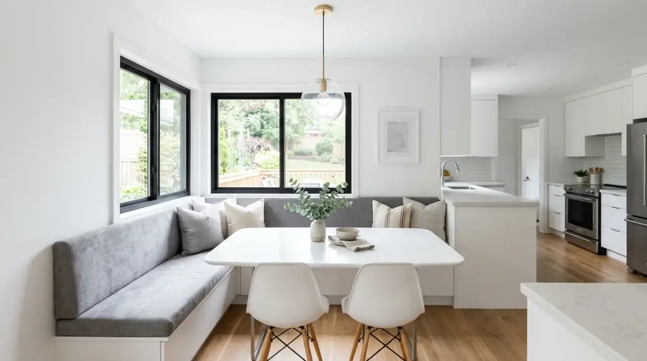 Wood kitchen nook. Natural timber adding warmth and charm to a breakfast corner.