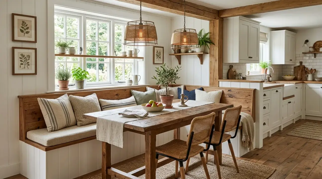 Small kitchen nook. Compact breakfast corner designed to feel charming and intentional.