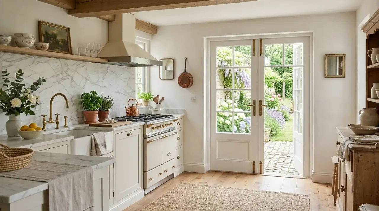 Layered decor classic kitchen. Cozy kitchen inspiration with refined layered decor and warmth.