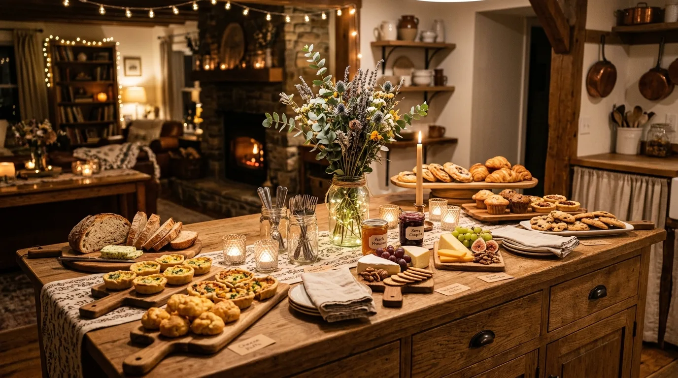 Integrated serving tools on kitchen island. Functional entertaining details incorporated into a stylish display.