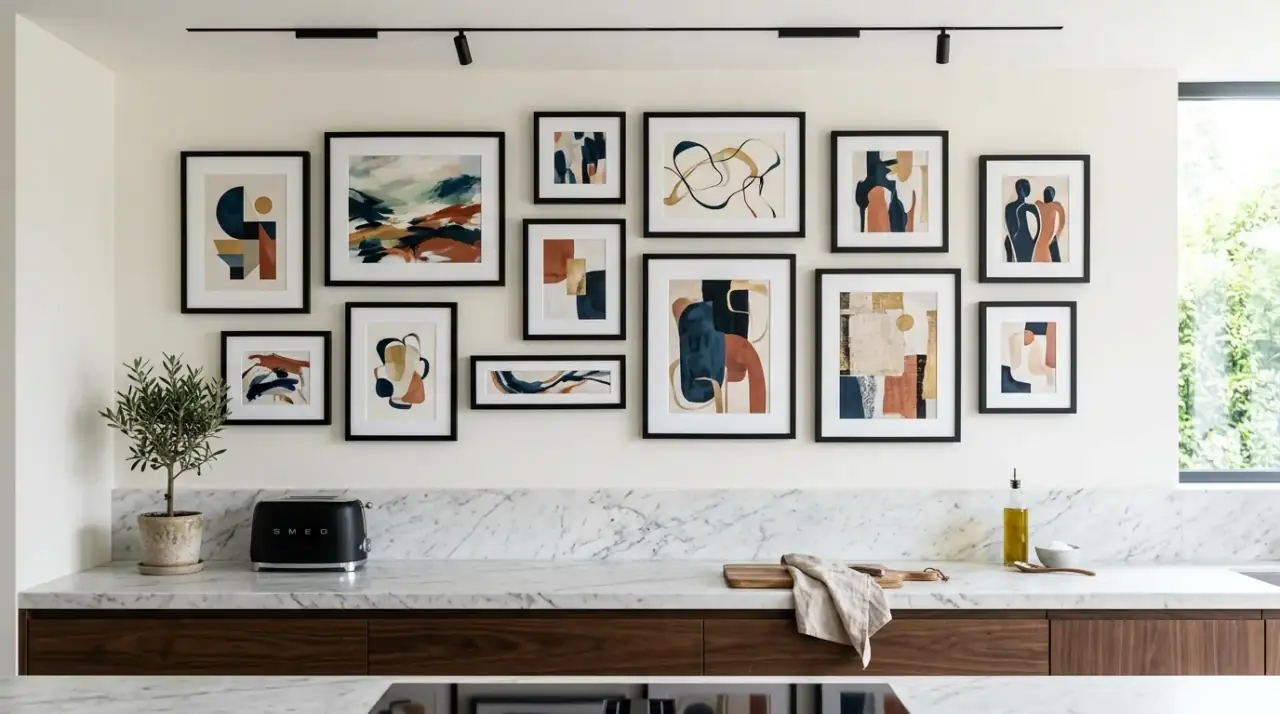 Plate rack wall decor kitchen. Functional dish display bringing charm and storage to the kitchen wall.