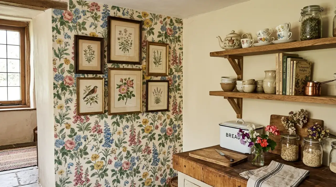 Personal object kitchen wall. Meaningful collected piece used as distinctive kitchen wall decor.