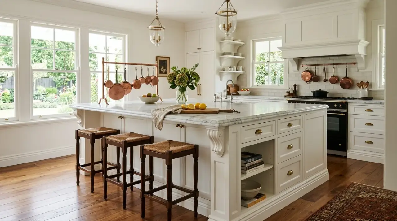 Detailed kitchen island trim giving the island a more custom and finished look through tailored millwork.