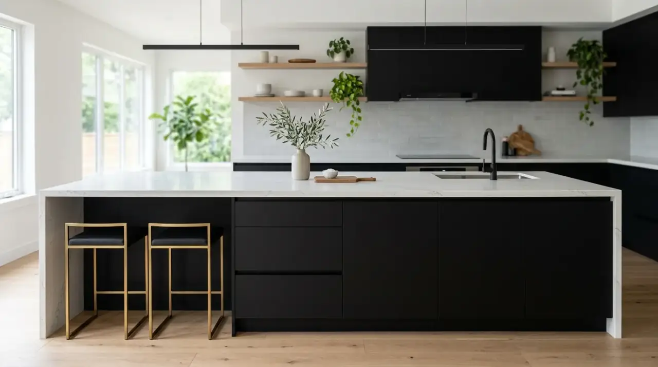 Applied frame island trim. Large kitchen island side detailed with applied trim frames for better proportion.