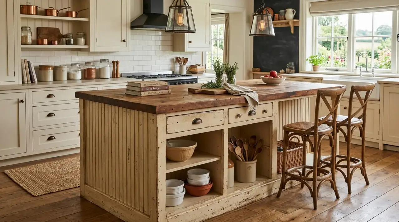 Plinth base kitchen island. Kitchen island with furniture-style base trim for a stronger finished look.