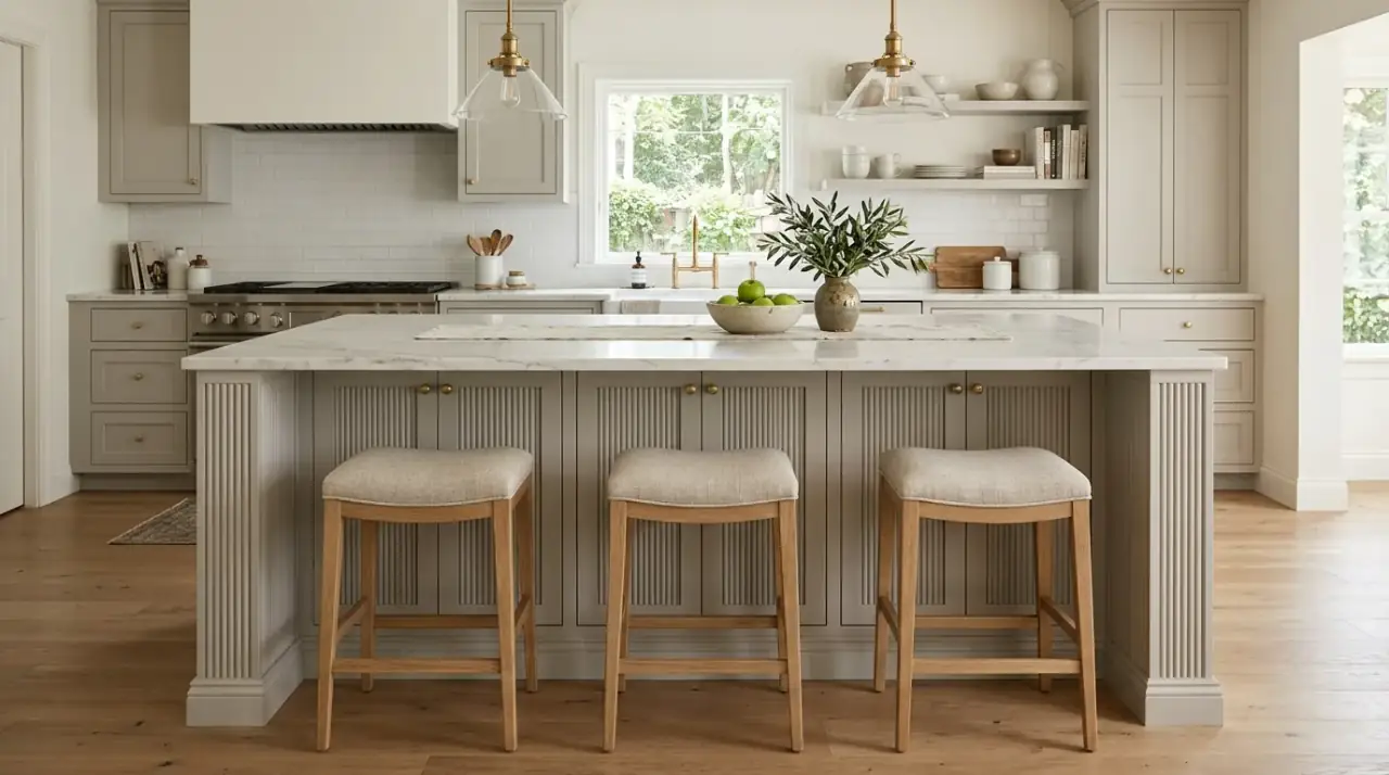 Simple modern island trim. Modern kitchen island using subtle trim details for a clean finished look.