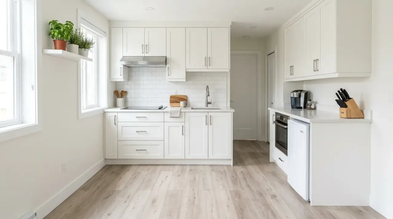 Engineered wood kitchen floor. Warm durable kitchen flooring with greater stability than solid hardwood.