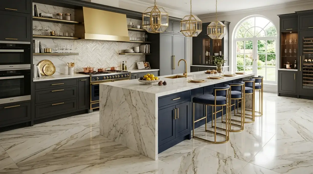Matte kitchen floor finish. Low-sheen flooring helping a hardworking kitchen look better longer.