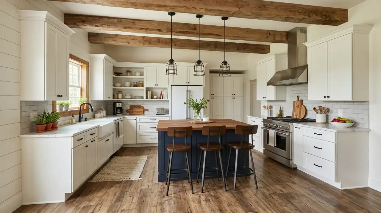Matte kitchen flooring. Low-sheen floor finish offering durability and a quieter modern look.