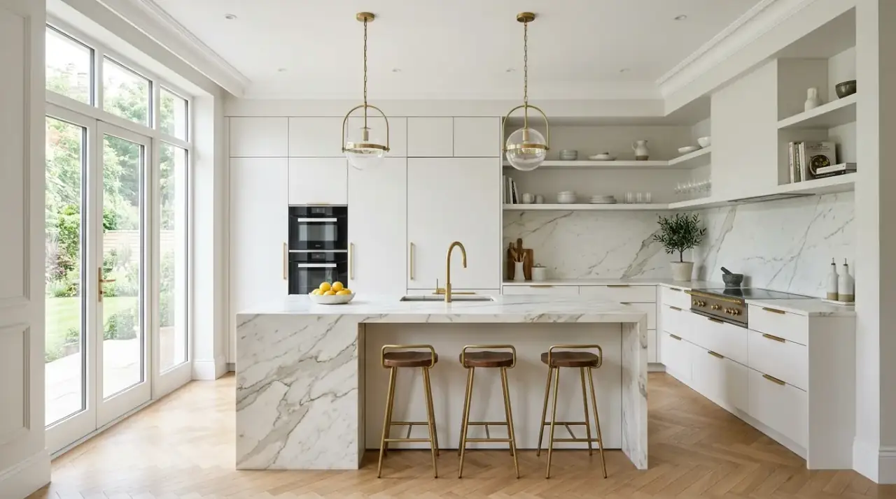 Warm wood Italian kitchen. Traditional wood cabinetry adding refined Mediterranean warmth.