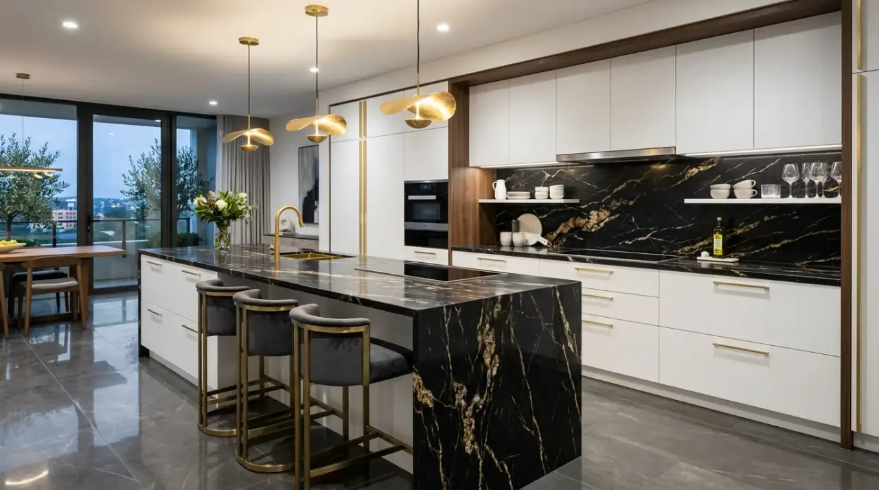 Sunlit Italian kitchen palette. Mediterranean kitchen tones chosen to glow in natural light.