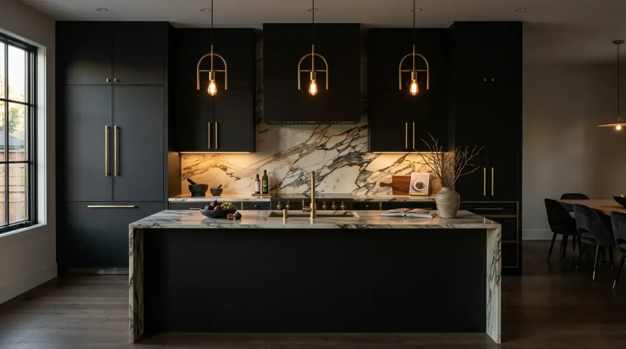 Integrated appliances modern luxury kitchen. Seamless cabinetry hiding appliances for a cleaner high-end look.