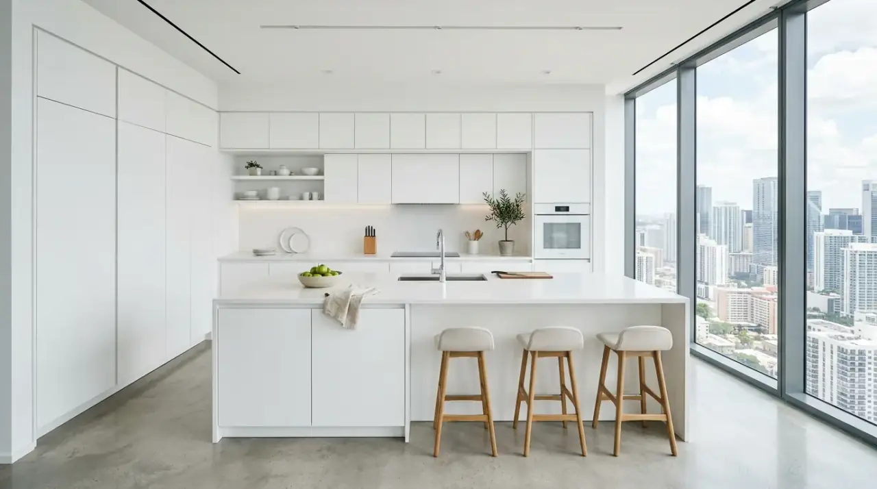 Luxury modern kitchen full design. High-end cookspace built around refined materials and elegant visual harmony.
