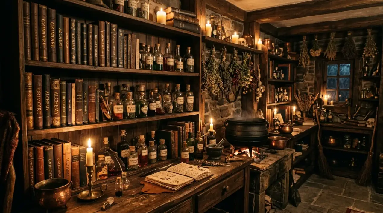 Hanging herbs kitchen. Drying herb bundles adding apothecary texture and ritual to the kitchen.