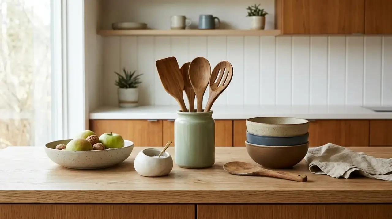 Retro small kitchen appliances. Useful appliances selected to match the mid-century design language.