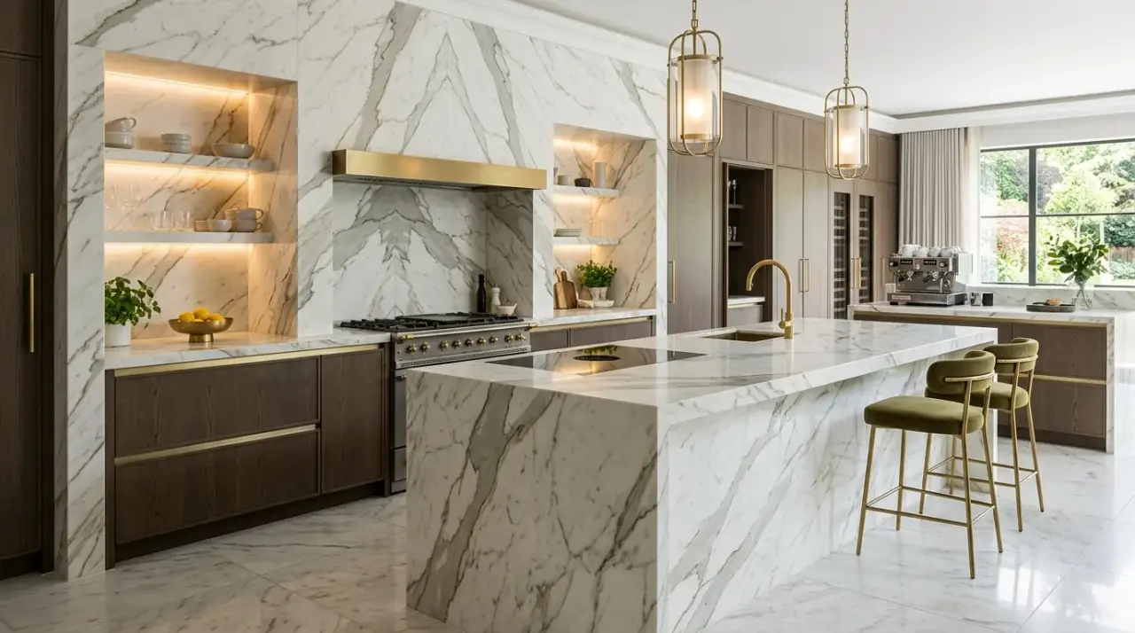 Curved kitchen detail trend. Kitchen trend featuring curved details that soften modern forms.