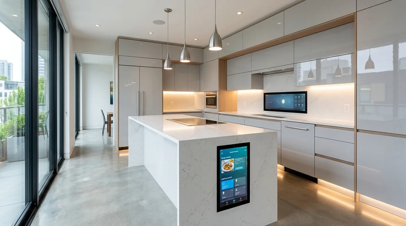 Layered neutral kitchen trend 2026. Warm versatile color palette shaping contemporary kitchen design.