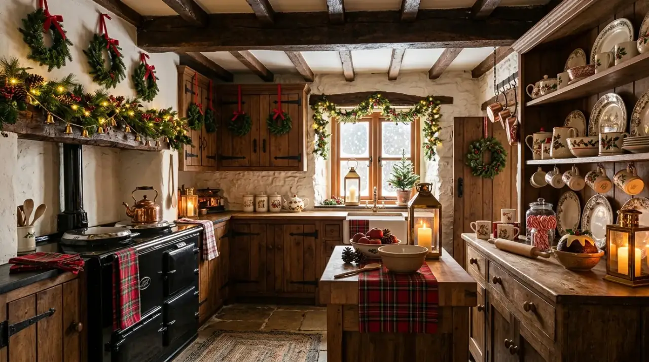 Christmas coffee station. Holiday beverage corner adding warmth and ritual to the kitchen.