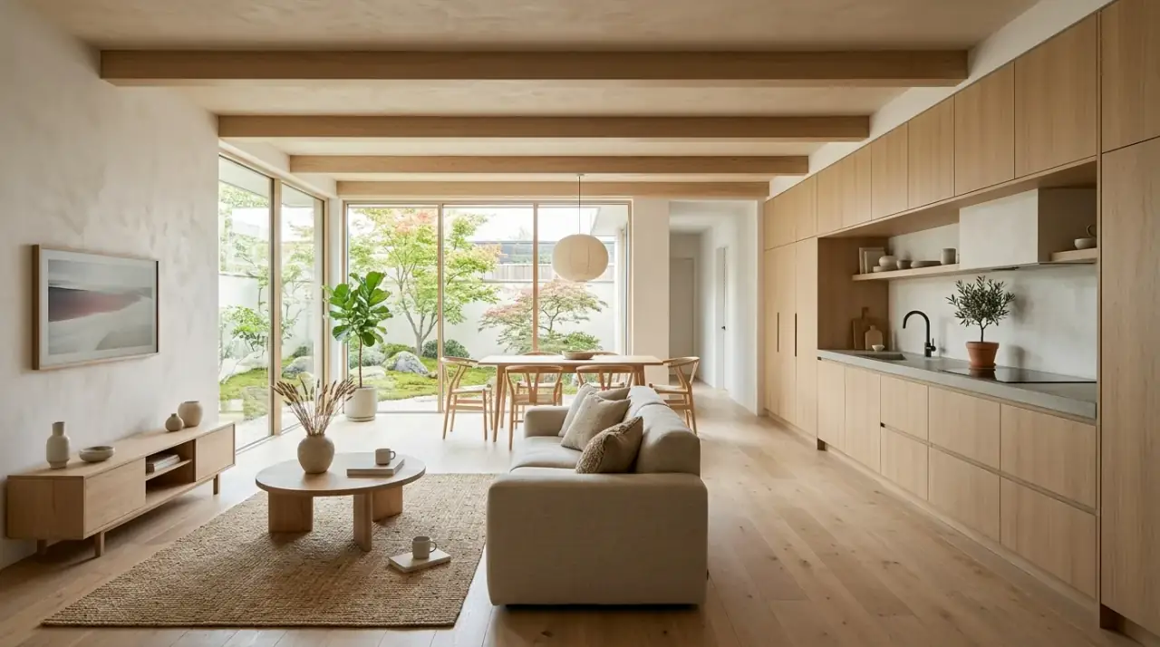 Focal points in open concept room. Open concept kitchen living room with a clear simple focal point strategy.