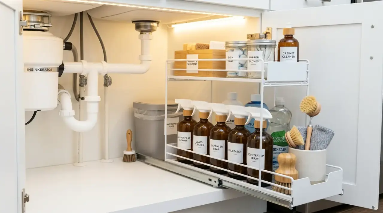 Daily drop zone kitchen. Efficient kitchen organization with a dedicated daily use zone.