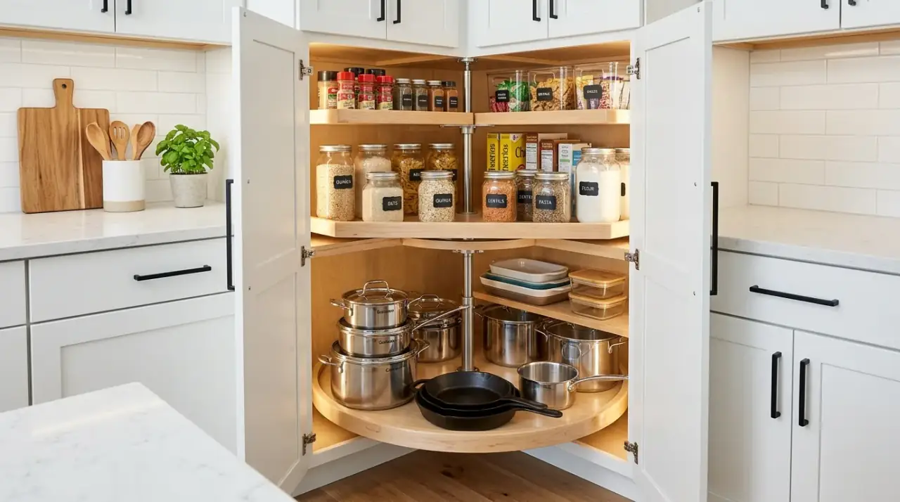 Food storage container organization. Tidy kitchen hack for organizing lids and containers separately.