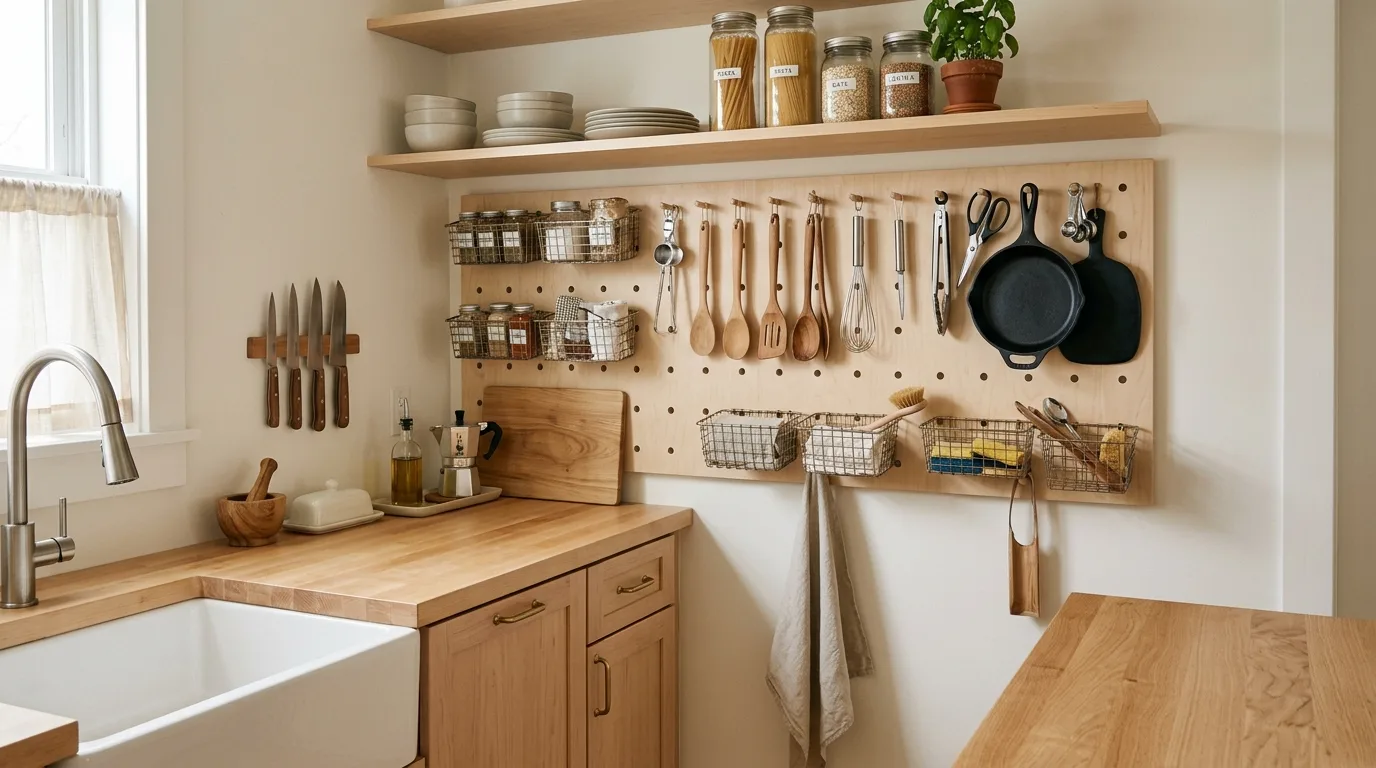 Daily reset in tiny kitchen. Simple decluttering habit supporting a more spacious compact kitchen.