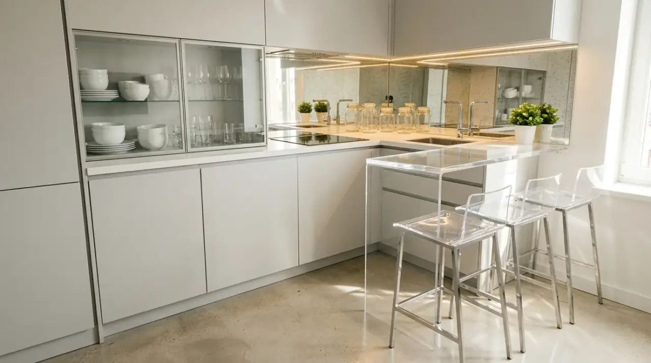 Bright window small kitchen. Small kitchen made to feel bigger through clearer brighter windows.