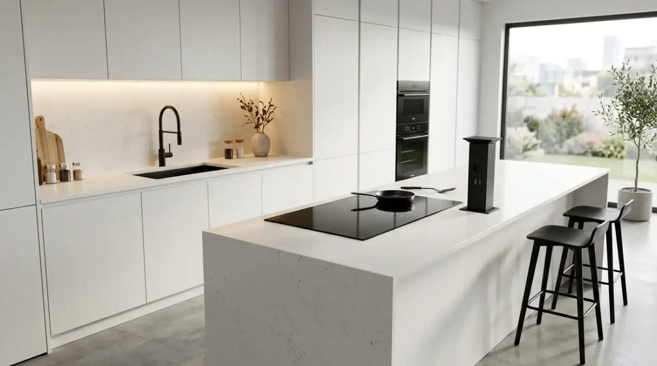 Smart fridge kitchen. Connected refrigeration helping a modern kitchen function more efficiently.