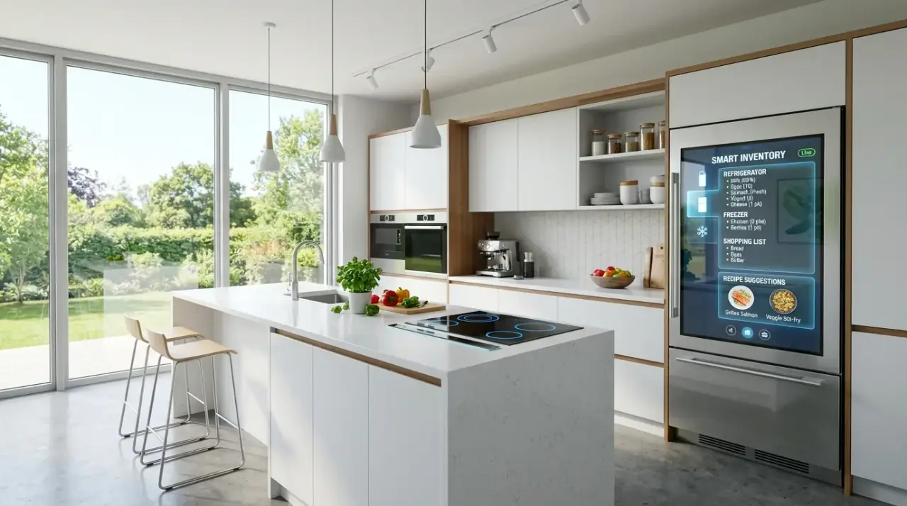 Voice-controlled smart kitchen. Subtle voice tech helping a modern kitchen run more smoothly.