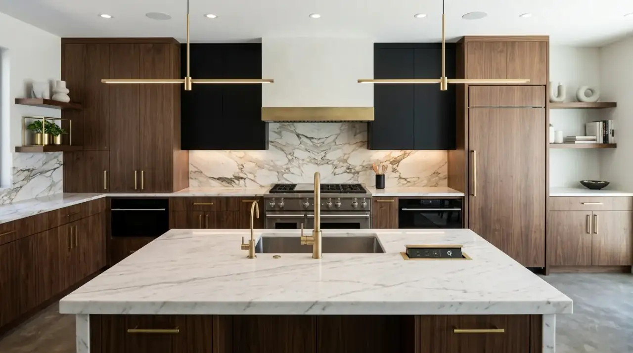 Advanced storage in smart kitchen. Better moving storage systems improving modern kitchen function.