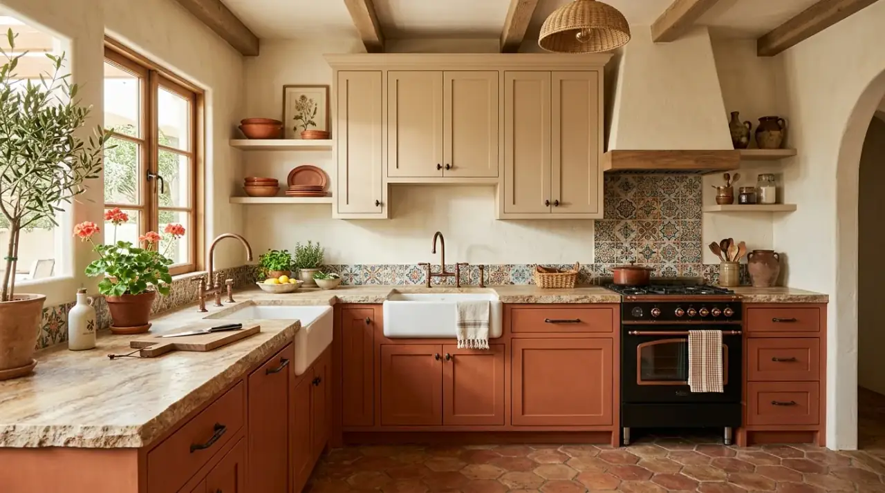 Charcoal and white cabinets. Grounded lower cabinets balanced by brighter upper storage.