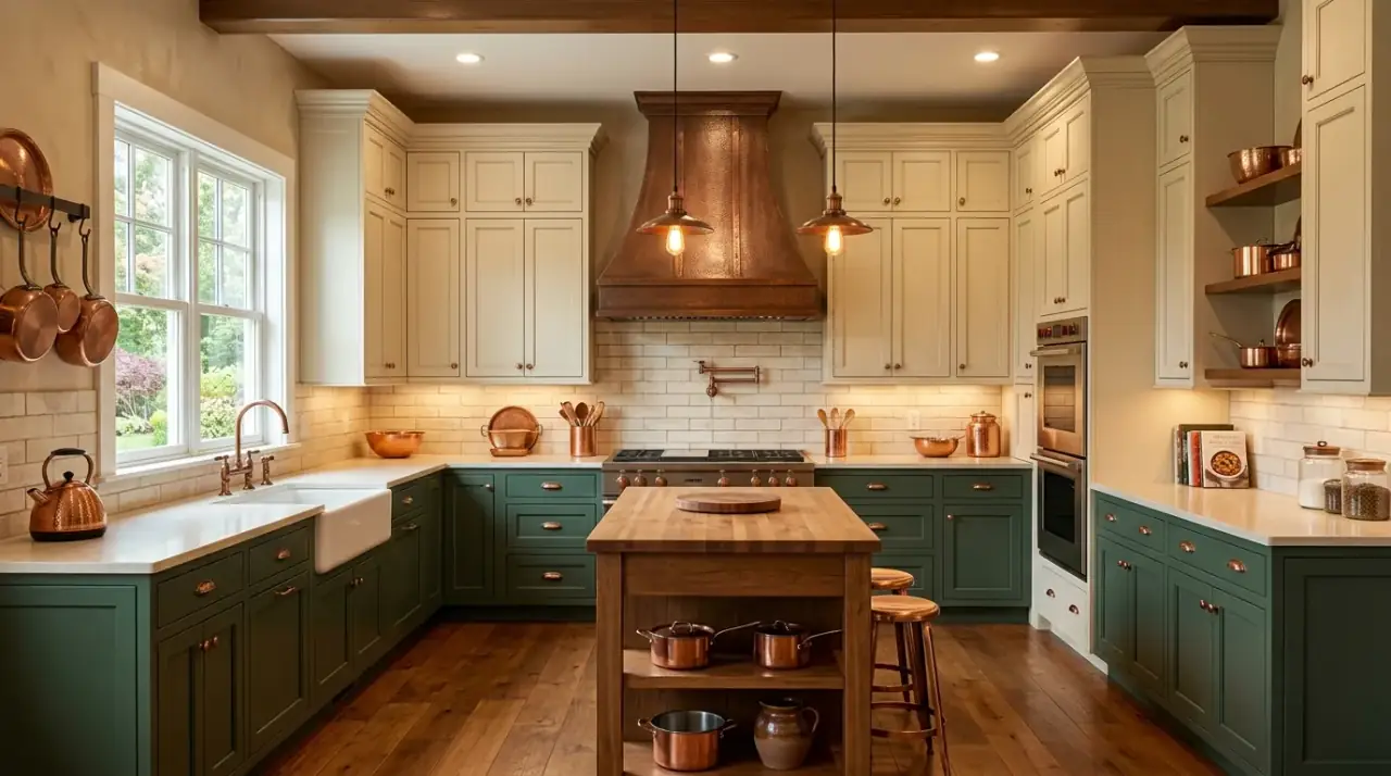 Repeated cabinet accent color. Supporting details reinforcing a two-tone kitchen palette more clearly.